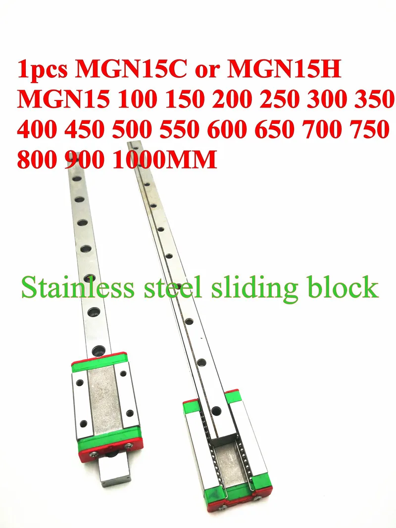 

15mm Linear Guide MGN15 L= 100 200 300 350 400 450 500 550 600 700 800 mm linear rail way + MGN15C or MGN15H linear carriage