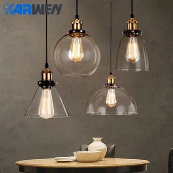 

KARWEN Nordic Modern Pendant Lights Glass Lamp Loft Industrial Hang lamp E27 Edison Kitchen Home Decor Planetarium