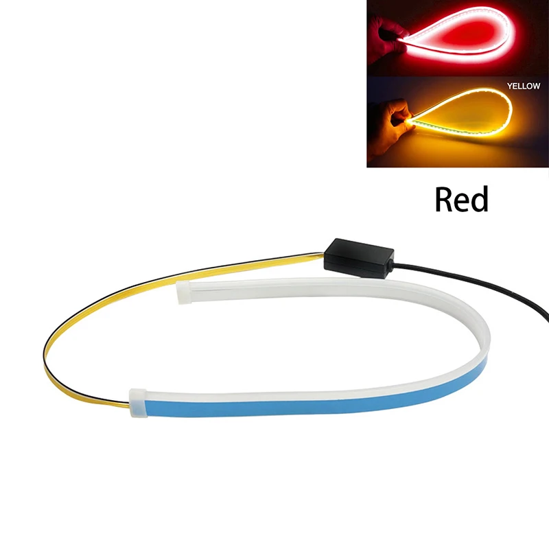 2х Сверхтонкий автомобиль DRL светодиодный дневные ходовые огни белый указатель поворота желтый направляющая полоса для сборки фар Прямая поставка - Цвет: red