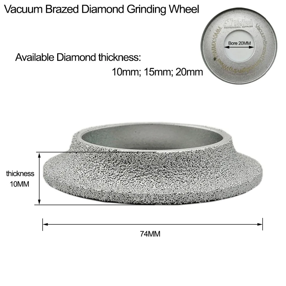 75mmx10MM Vacuum Brazed Diamond grinding wheel for Demi-bullnose edge profile