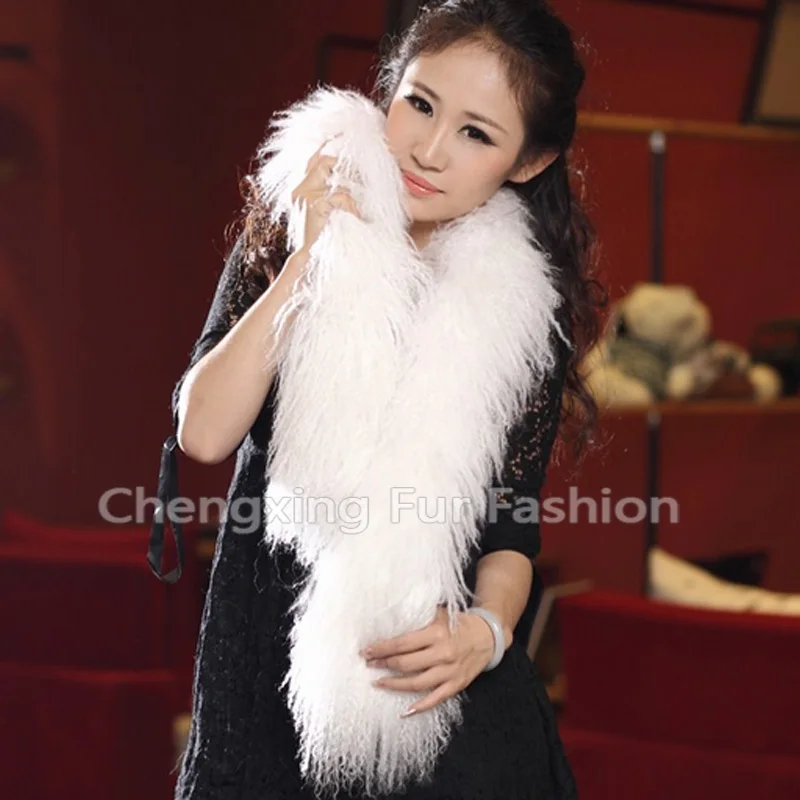 

CX-S-31 Genuine Mongolian Lamb Women's Real Fur Collar Winter Warm Fur Scarves Design For Lady