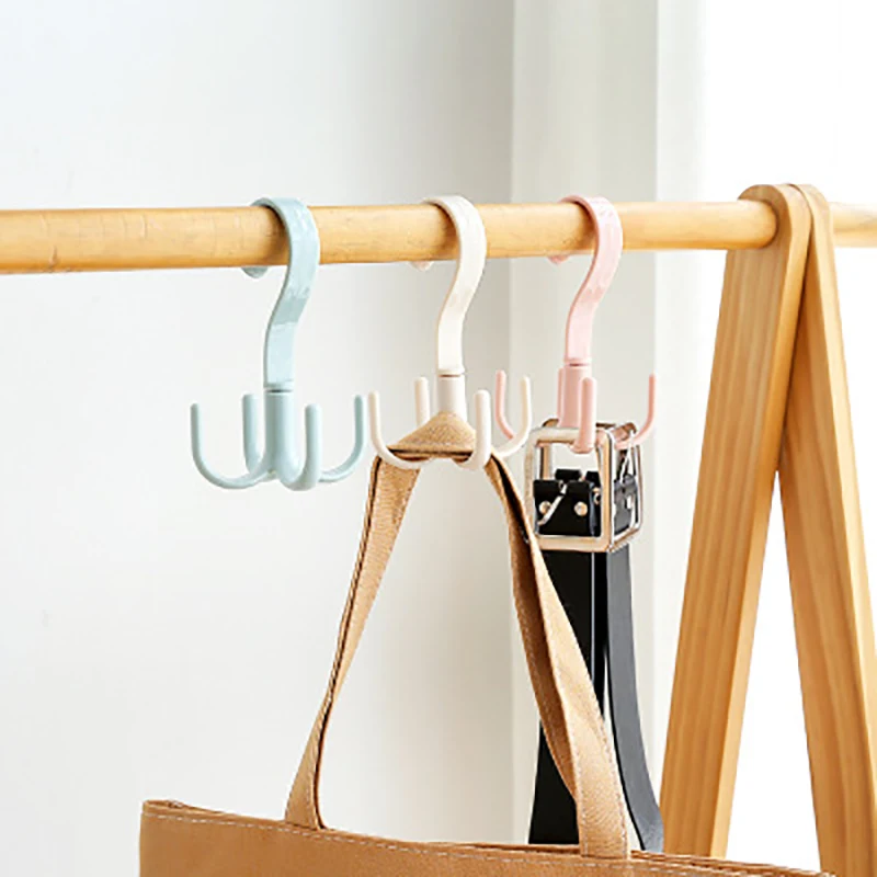 

1 PC Multi-function Plastic Rotatable S-hook Hanger Thickened Bottom Screw for Hanging Tie Belt Clothes Bag Shoes and Doll