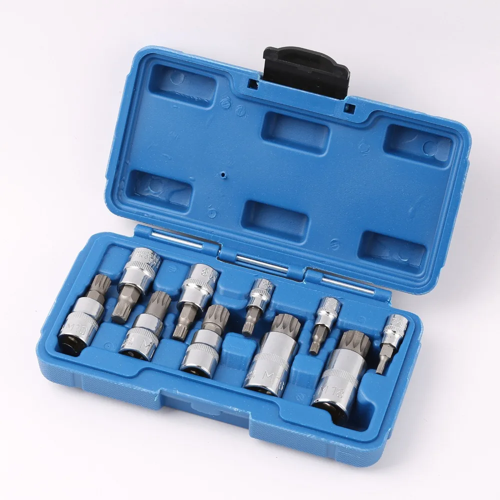 New 10pc Xzn Triple Square 12 Point Spline Star Bit Set