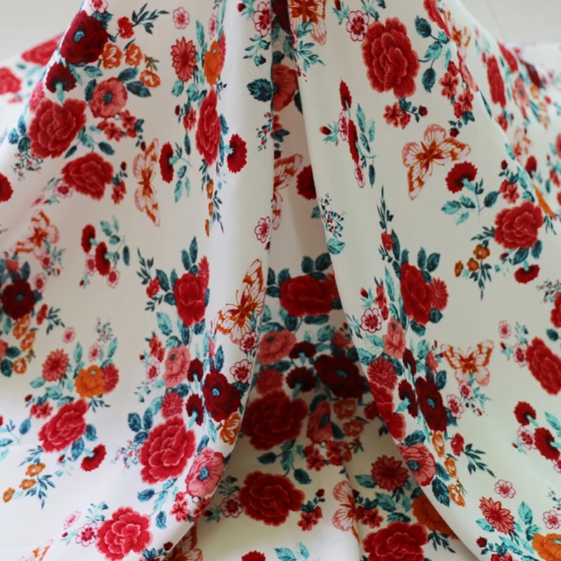 

100cm*145cm Ethnic floral fabric crepe rayon cotton material for dress skirt