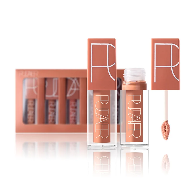 

5 Pcs a set Makeup Waterproof Long lasting Colors Lip Gloss Tint Red Velvet pigment Matte Lipgloss Kit girlfriend's Gifts EY11