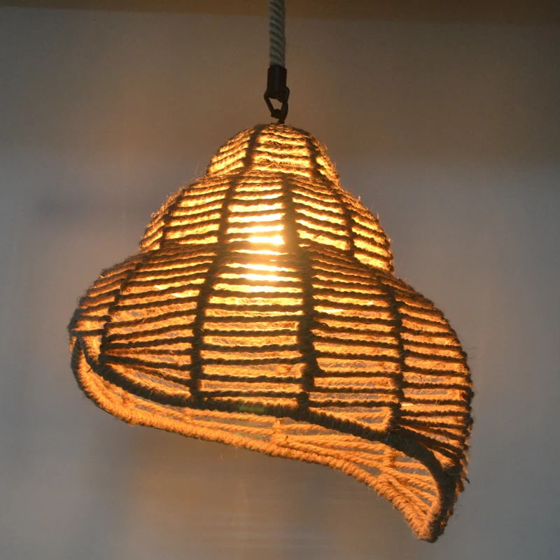 

Retro industry hemp pendant lamps rope Iron Pendant Lights personality retro clothing store lighting studio console conch ZA