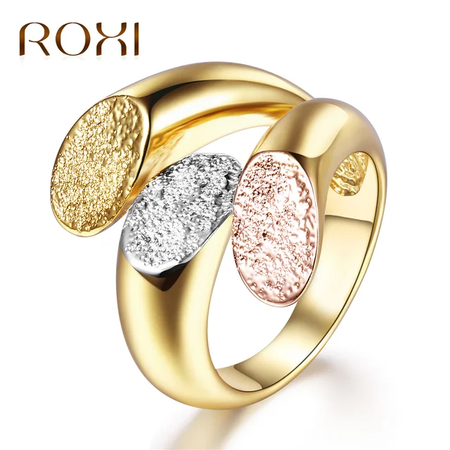 ROXI Charm Personalized Anillos Gold Color Cocktail Party Wide Rings for Women t ROXI Charm Personalized Anillos Gold Color Cocktail Party Wide Rings for Women t