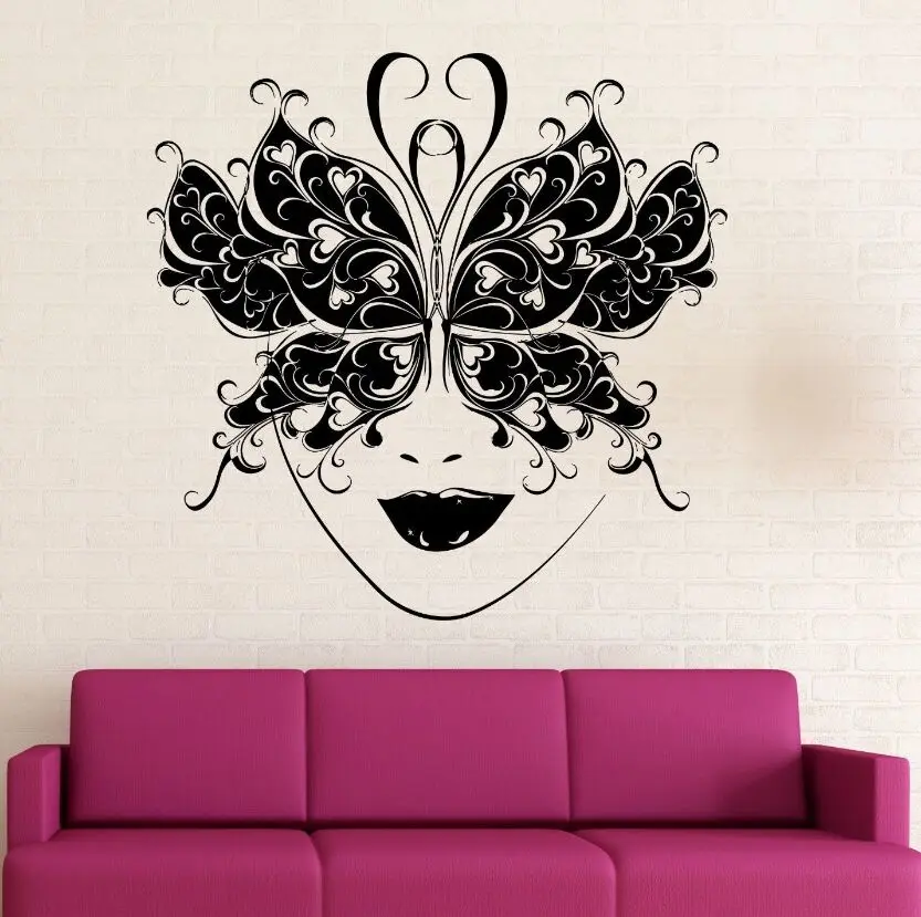 

Wall Sticker Vinyl Removable Masquerade Ball Mask Wall Decal Butterfly Mask Decor Art Mural Party Decoration Wallpaper Art AY598