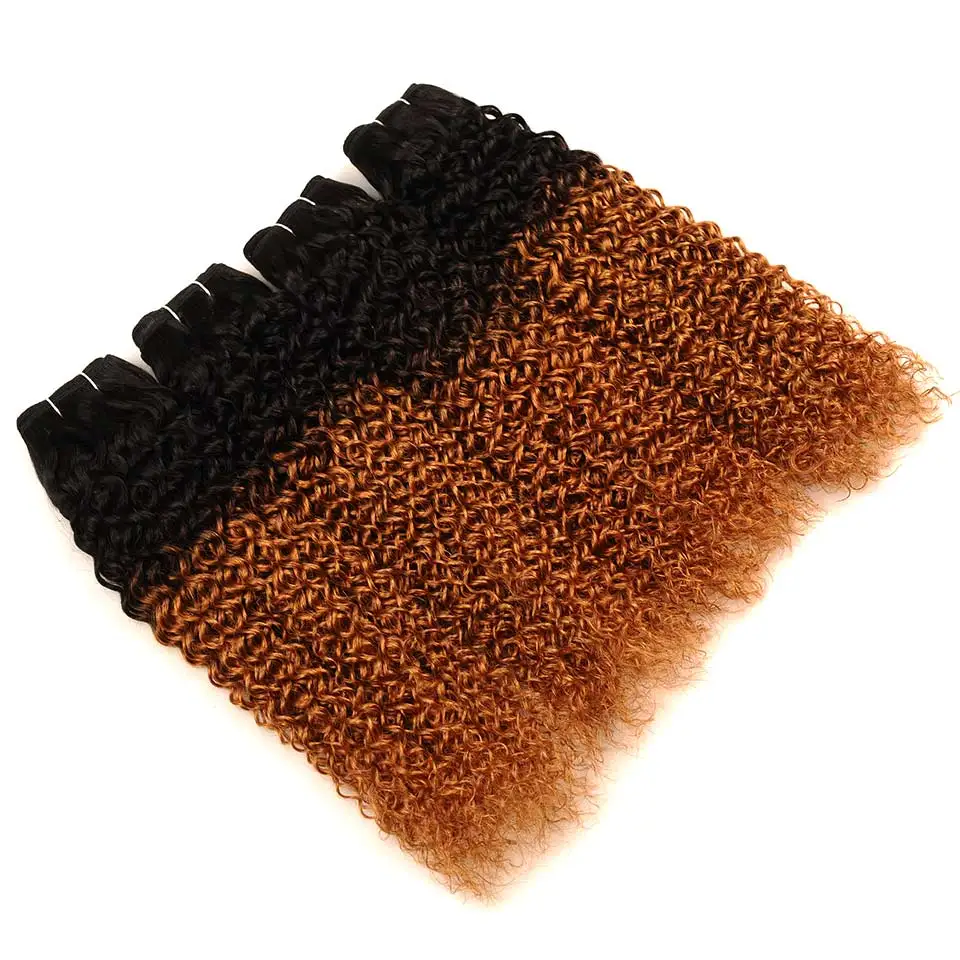 Pinshair Ombre 1B 30 Afro Kinky Curly Weave Human Hair Bundles Ombre Malaysian Curly Hair 4 Bundles Non Remy Hair No Tangle Shed (69)