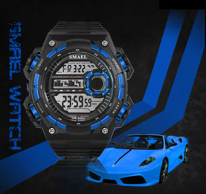 água smael sshock relógio branco grande dial