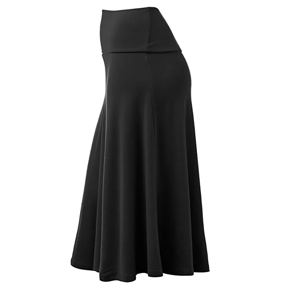 Страуса faldas mujer moda Женская длинная юбка размера плюс однотонная Расклешенная юбка с высокой талией пикантная юбка средней длины форменная плиссированная юбка
