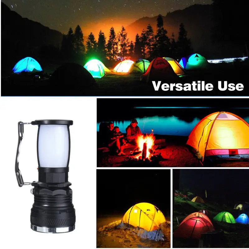 

Solar Power Rechargeable Battery LED Flashlight Outdoor Camping Tent Light Lantern Lamp MAL999