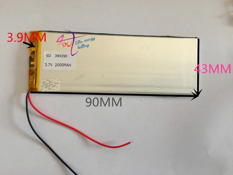 

lot 10 pcs 3.7V 2000mah 394390 Lithium Polymer Li-Po Rechargeable Battery For GPS PAD E-Book tablet pc power bank video game
