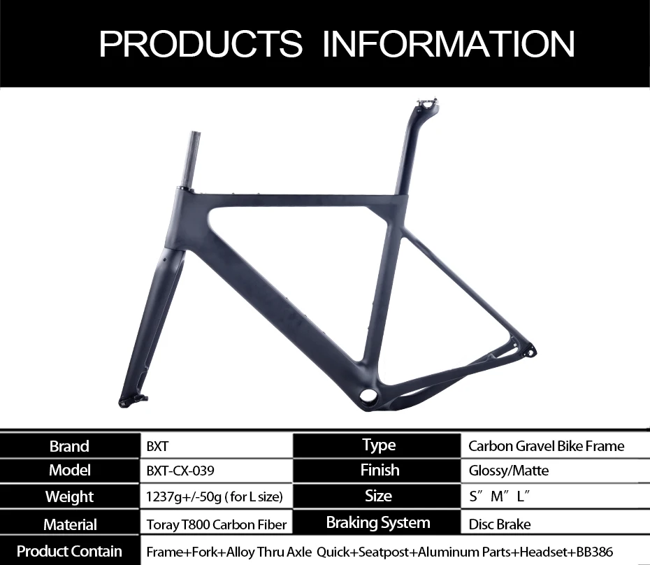 Excellent 2018 BXT Carbon Gravel Bike Frame aero Road or MTB frame 142x12mm disc brake Cyclocross Gravel Carbon Bicycle Frame 0