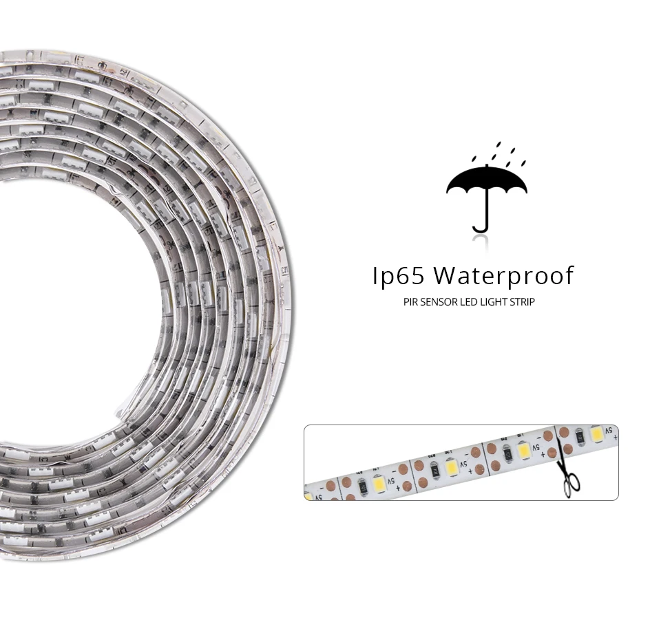 PIR Motion Sensor Closet Wardrobe Stair Hallway Bed Lamp SMD2835 LED Under Cabinet Night Light Flexible LED Strip 12V Tape EU US (5)