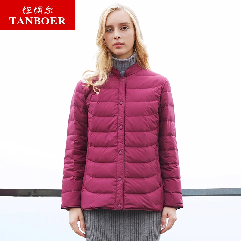 

TANBOER women's down jacket female short 2018 new pocket light weight zipper down coat quality outwear TB18022