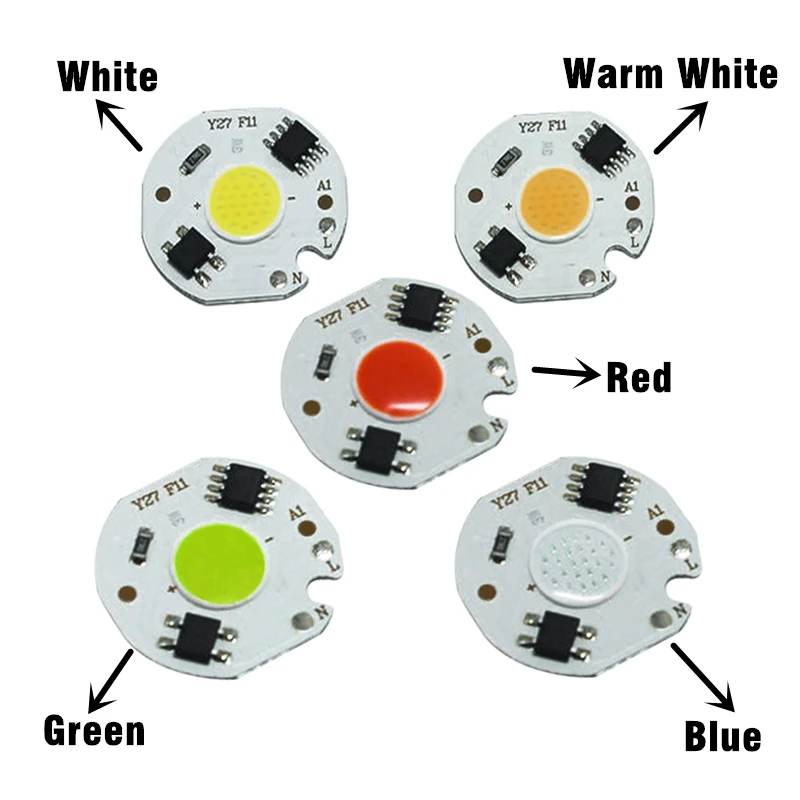 2 шт. 220 В светодиодный COB чип 3 Вт 5 Вт 7 Вт 10 Вт 12 Вт белый теплый белый красный зеленый синий AC220V Смарт IC драйвер для DIY Светодиодный прожектор Прожектор