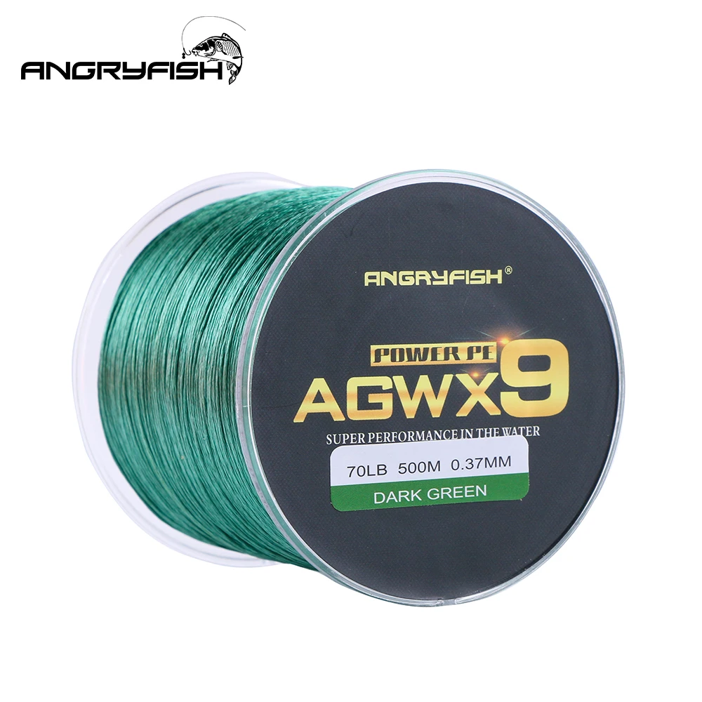 Angryfish 9 السواحل ينسج مضفر 500 متر/547YD خيط صنارة الصيد سوبر قوي PE خط 15LB-70LB مضفر الصيد موضوع