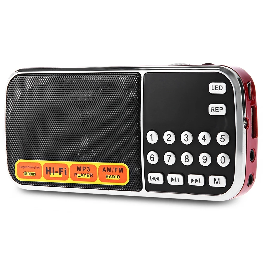 L 088AM Portable Mini Speaker MP3 Audio Player with Flashlight Support