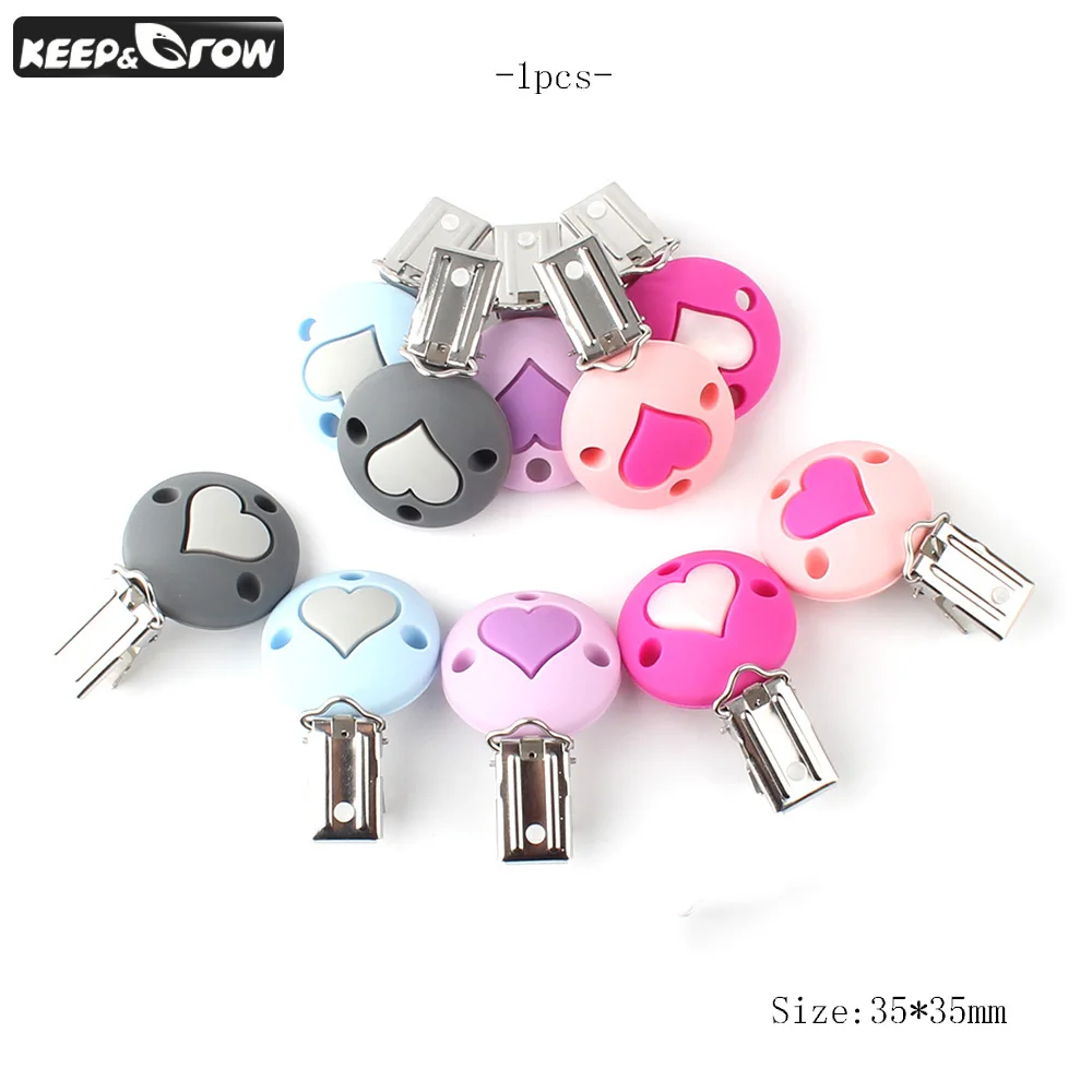 

Keep&Grow 1PC Heart Shaped Silicone Pacifier Clips Teethers Baby Teething Nipple Holder DIY Pacifier Chain Nursing Accessories