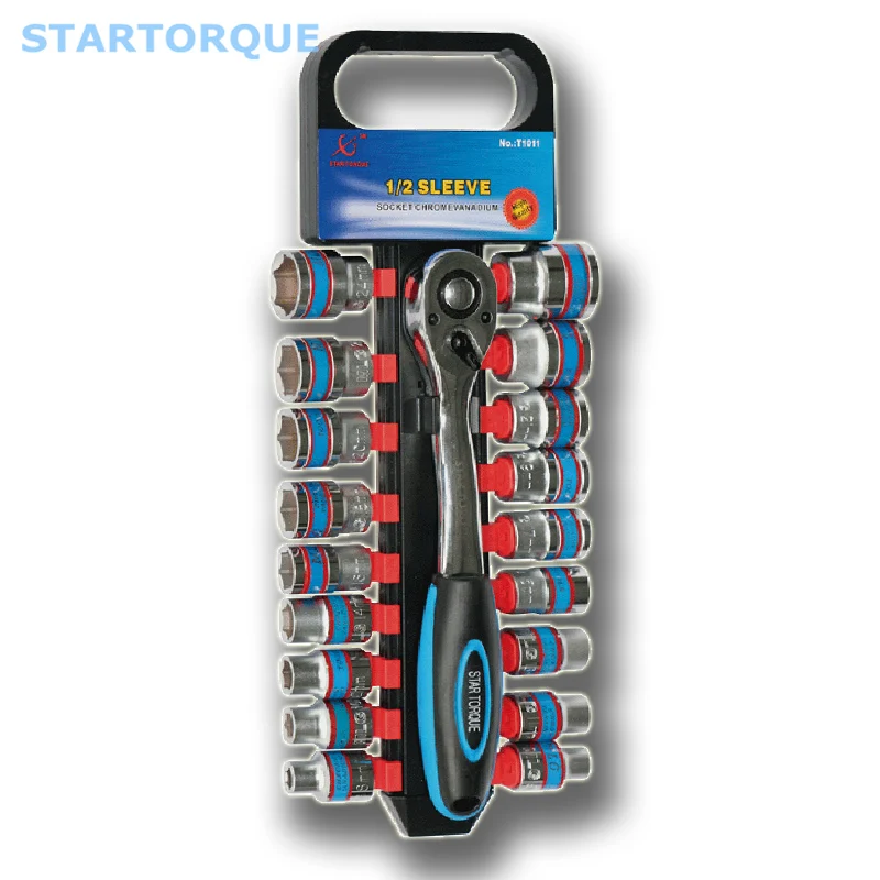 

STARTORQUE 19PC 1/2 Inch Ratchet Wrench Kit Chrome Steel Socket Wrench Spanner Extension Rod