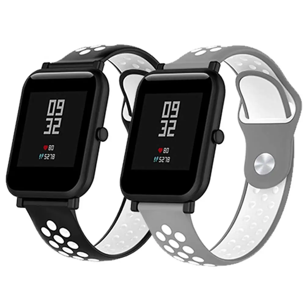 Горячая Распродажа силиконовый спортивный кожаный ремешок для часов Huami Watch Band Amazfit Bip A1608 спортивный браслет 42 мм 38 мм ремешок для часов