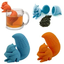 Высококачественное ситечко для чая с милой белкой, травяное Силиконовое ситечко для заварки чая, Силиконовый Фильтр, рассеиватель, аксессуары для чая F182