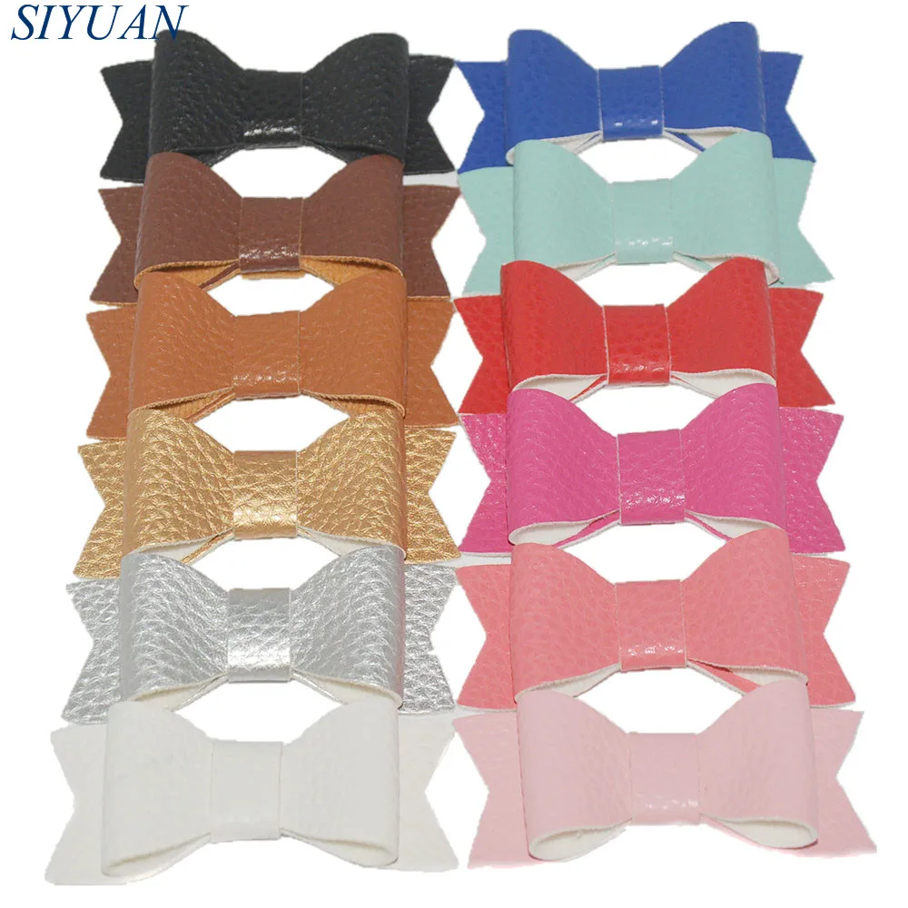 

12pcs/lot Retail Texture Synthetic PU Leather Bow With/Without Clip Handmade Cute Hair Accessories for Girl H0277
