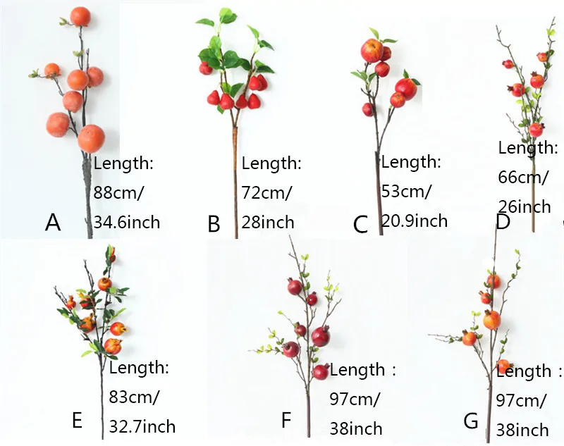 Цветы искуственные искусственный цветок длинная ветка одной хурмы граната ягоды яблока искусственное домашнее