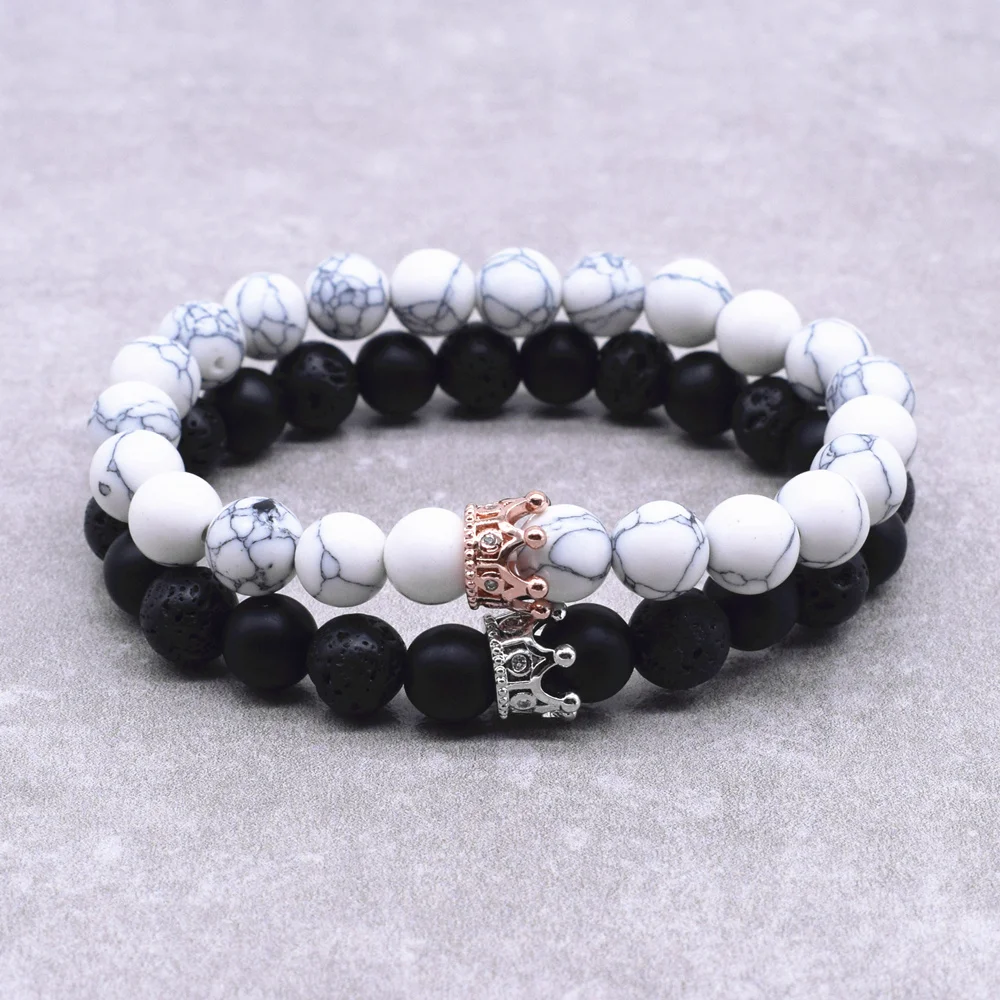 Couple Bracelet Charms Stone Beads Men Jewelry Crown Bracelets For Women Bangles Pulseira Masculina Bileklik Pulseira Feminina Couple Bracelet Charms Stone Beads Men Jewelry Crown Bracelets For Women Bangles Pulseira Masculina Bileklik Pulseira Feminina