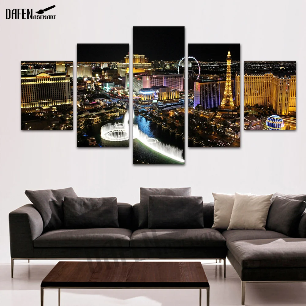 Wall Art 5 Panel the Beautiful Las Vegas Landscape Canvas Painting