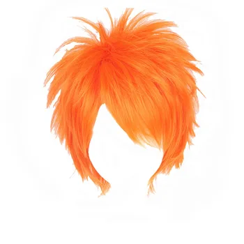 

MCOSER 30CM Short Orange Straight Men's Party Synthetic Hair Wigs 100% High Temperature Fiber Hair WIG-609B