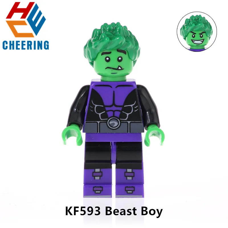 

KF593 Single Sale Figures Super Heroes Robin Action Raven Collection Cyborg Buliding Blocks Beast Boy For Children Gift Toys