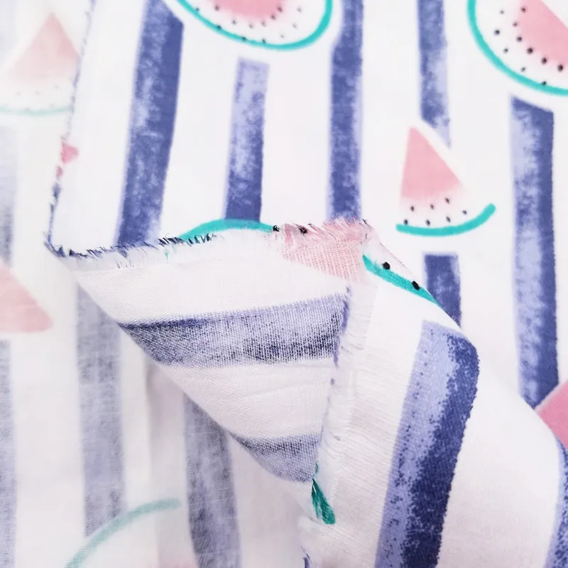 Хлопковая саржевая ткань с принтом в полоску арбуза, тканая дышащая Лоскутная Ткань для шитья одежды для детей, простыня, текстильная хлопковая ткань