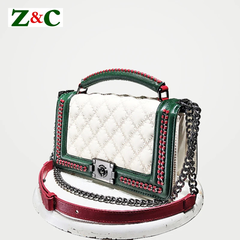 2018 New Fashion Panelled Women's Plaid Handbags Diamond Lattice Chain Crossbody Bag Women Leather Shoulder Messenger Bags White 2018 New Fashion Panelled Women's Plaid Handbags Diamond Lattice Chain Crossbody Bag Women Leather Shoulder Messenger Bags White