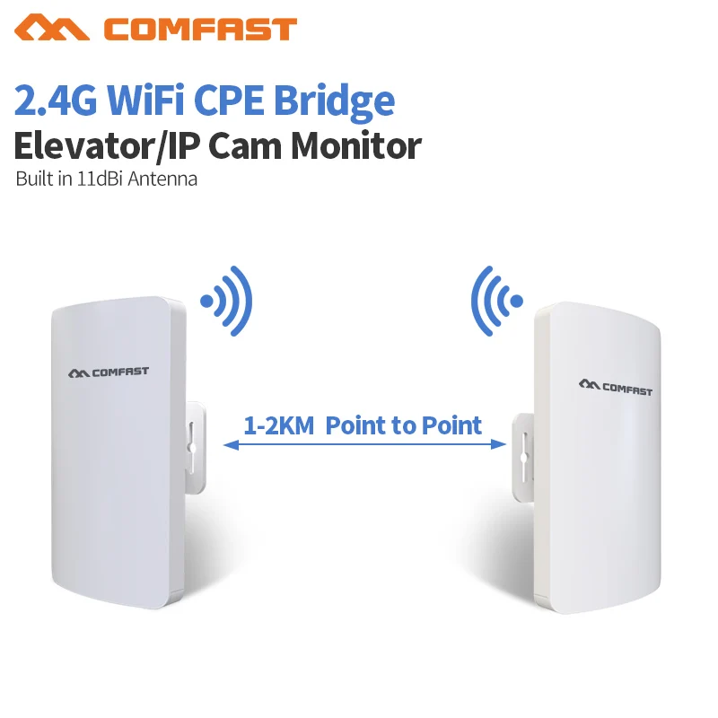 2pcs Long Range Wifi Repeater 1-2Km Outdoor Network bridge 300Mbps High Power Mounting Wireless 11dbi Antenna nanostation | Компьютеры и