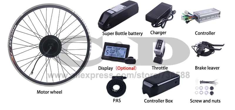 Discount BAFANG 350W 500W 48V 52V 17AH 36V 20.4AH ebike conversion kit SWX02 Motor 8fun Super Bottle battery LED RM G020.350/500.D DC 3