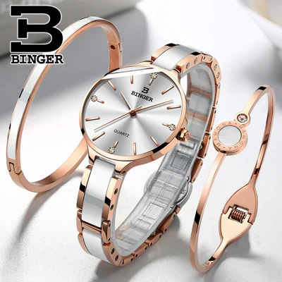 Швейцария Бингер роскошные женские часы бренд кристалл браслет моды часы женские наручные часы Relogio Feminino B-11852 - Цвет: Item 1