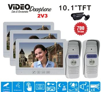 

ZHUDELE Home security door intercom system 10.1" Luxury Color Video Door Phone Touch Button support CCTV camera in stock 2V3