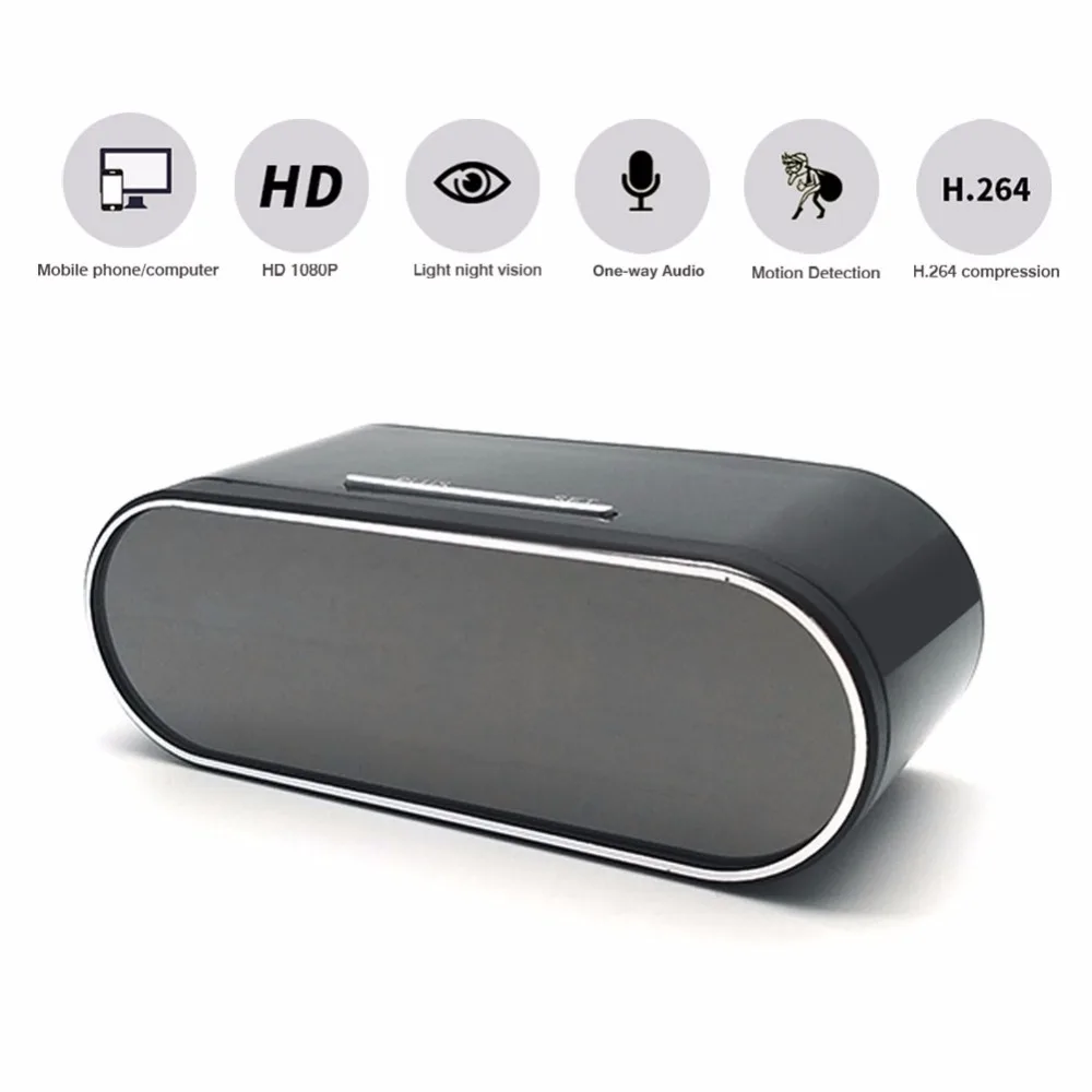 1080P H.264 настольные часы камера с будильником мини ИК Ночное Видение Wifi IP DV DVR