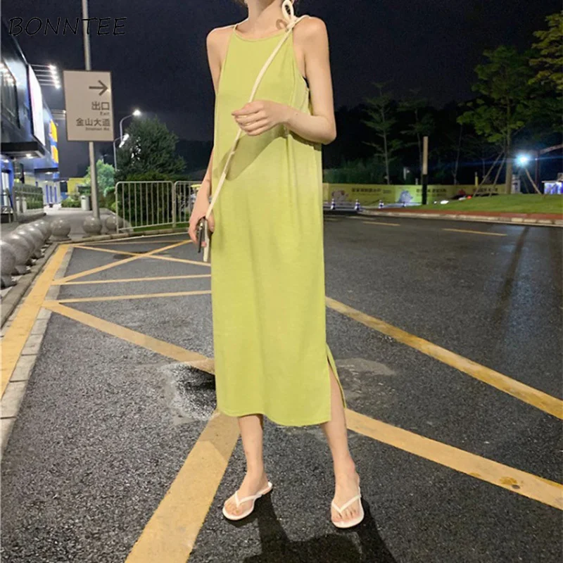

Dress Women Sleeveless Elegant Simple All-match Solid Korean Style Trendy New Loose Daily 2019 Casual New Womens Ladies O-Neck