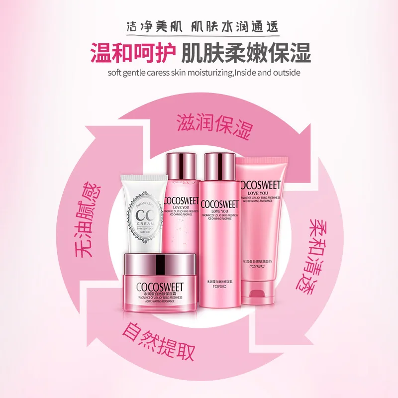 

horecMoisturizing hydrating oil control shrink pores whitening brightening skin color 5 sets