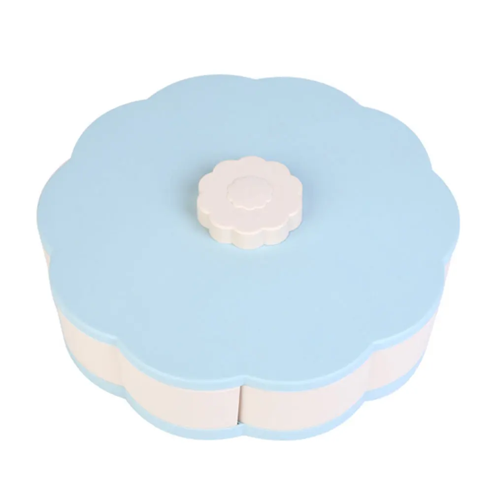 

5 Grids Storage Box Flower Petal Daily Fruit Tray Nuts Candy Rotating With Cover Snack Home Living Room Separating Combination