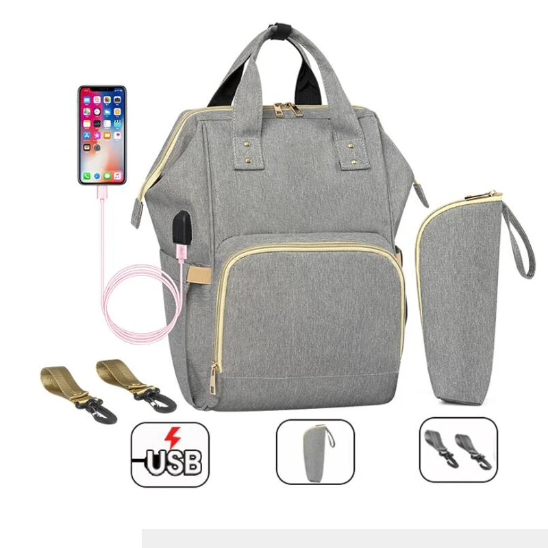 

New multi-function large-capacity Mummy bag out bag USB interface shoulder maternity bag fashion waterproof care bag