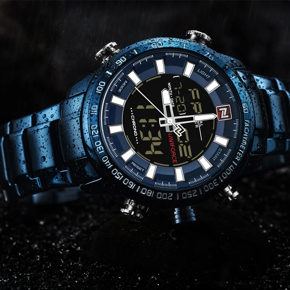 2018 New Blue Mens Quartz Analog Watch Luxury Fashion Sport Wristwatch Waterproof Stainless Male Watches Clock Relogio Masculino