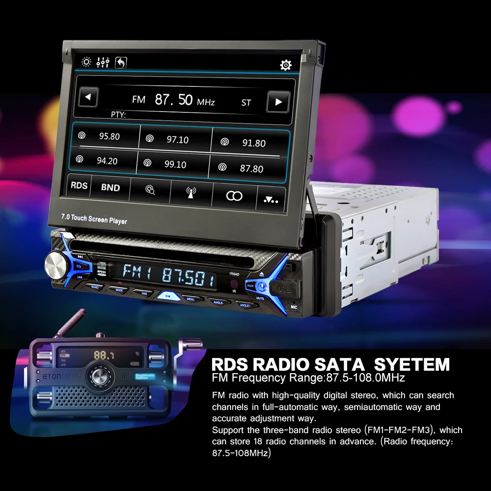Discount Automagnitola 1 Din Car Video Automatic Components Radio Receiver With Retractable Screen BT Car MP5  Multimidia Player Audio 13