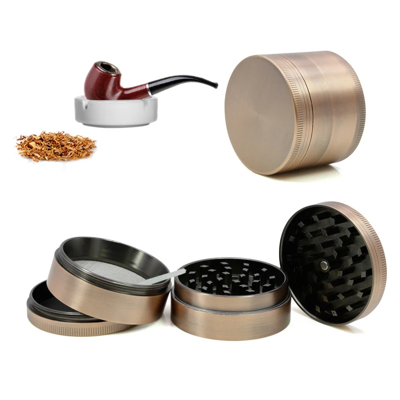 

4 Parts Bronze Zinc Alloy Tobacco Grinder Hand Weed Herb Grinder Metal Smoke Grinders Portable Smoke Accessories