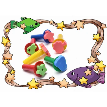 

1pc/set Kid Sponge Paint Brush Original Wooden Handle Painting Graffiti Early Toy Random