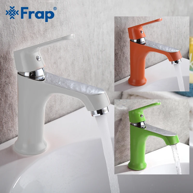 FRAP Basin Faucets white orange green basin faucet bathroom basin mixer taps saving water brass sink faucet cold and hot water