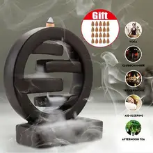 Керамический, с обратным потоком ладана горелка держатель дома круглый модный маленький размер, легко носить с собой. Офисный дом, офис и т. Д